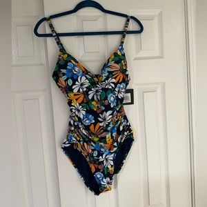 NWT Ellen Tracy Floral Swimsuit Sz 10